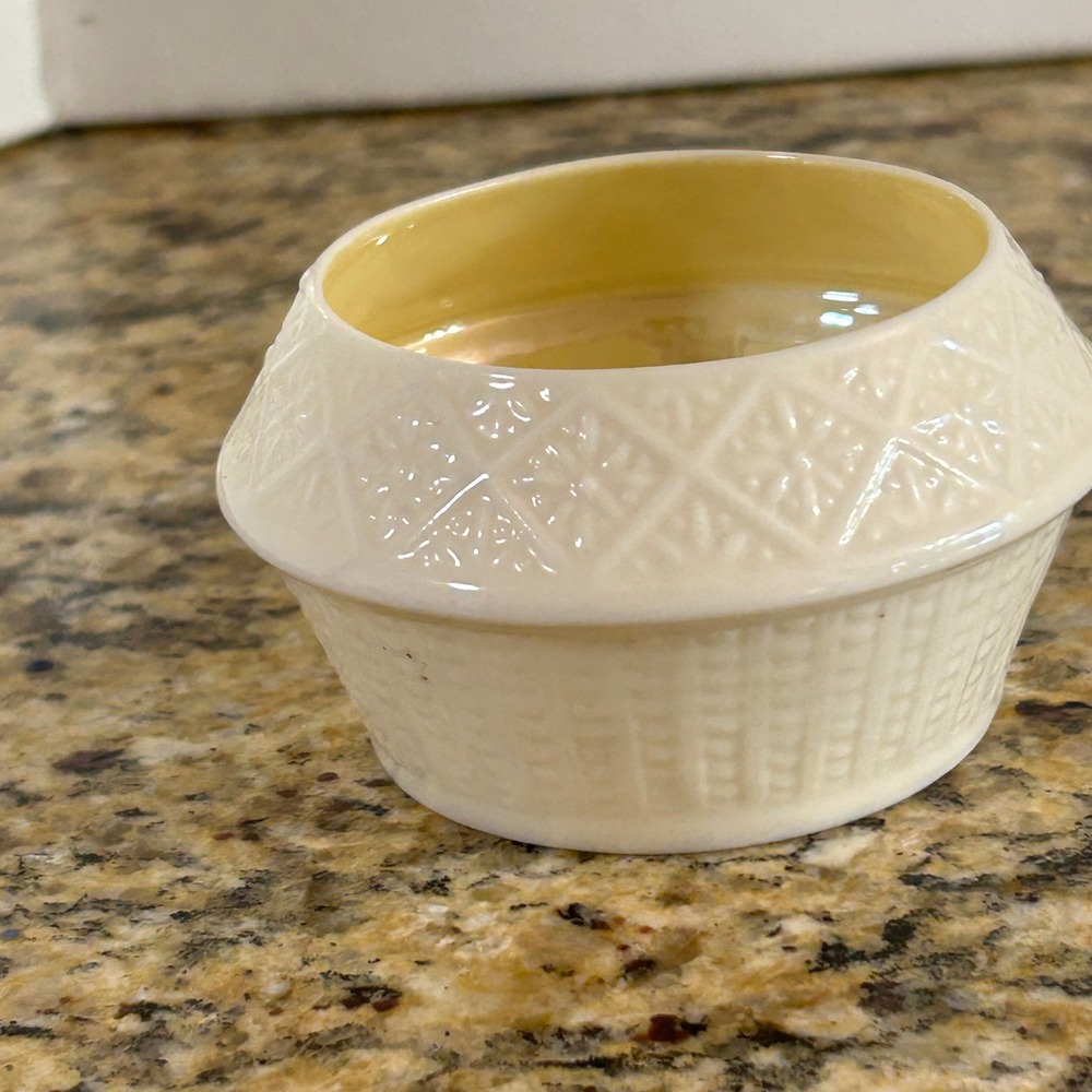Belleek Ireland Sugar Bowl Small Cream Basketweave Parian China Green Mark